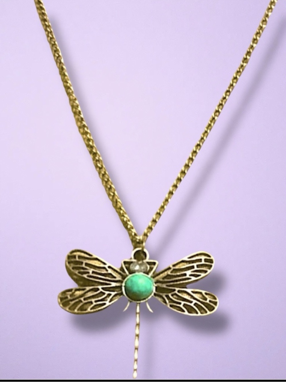 Antique Blue Dragonfly Bronzed Sweater Necklace NWT